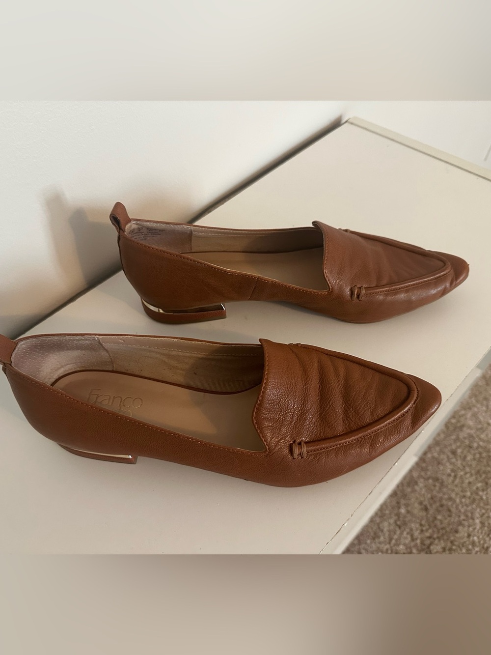 Franco Sarto Cognac Leather Slip-On Loafers